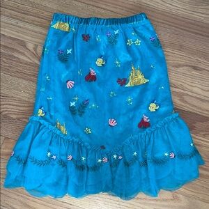 Hanna Andersson x Disney Little Mermaid Tulle Embroidered Teal Skirt